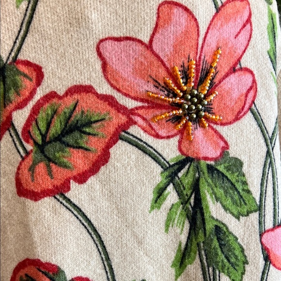 Zara Beige Beaded Floral Knit Sweater - Picture 7 of 9